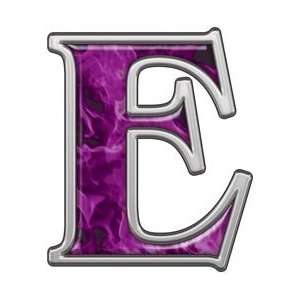  Reflective Letter E with Inferno Purple Flames   3 h 