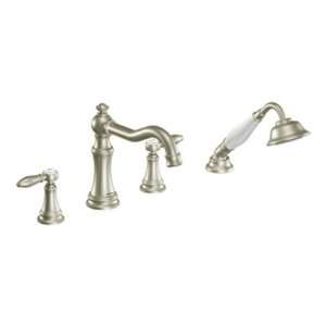 Moen Ts21104Bn Weymouth Two Handle Diverter Roman Tub Faucet Includes 