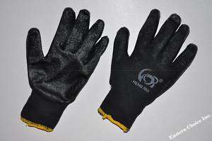 300) Premium Cotton Black Latex Palm Work Gloves Large  
