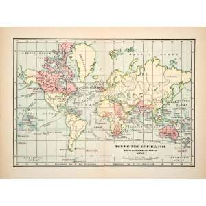  1921 Print Map World British Empire Great Britain Ireland 