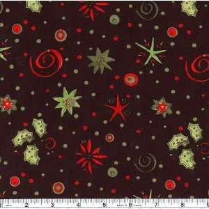  44 Wide Hoopla Holly Holiday Black Fabric By The Yard 