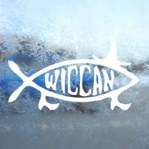  Wiccan Fish Witch Wicca White Decal Laptop Window White 