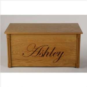  Personalized Wooden Toy Box in Oak with Edwardian Script 