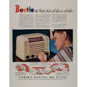   Cyanamid Plastics Radio Boy NICE   Original Print Ad