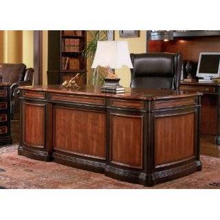 Home Office Executive Desk in Two Tone Warm Brown Finish