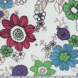  58 Wide Cotton Cambric Mod Flower Multi Fabric By The 