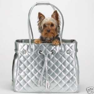 Zack &Zoey Quilted Metallic Dog Carrier SMALL SILVER  