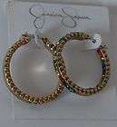 NWT Jessica Simpson Gold Metal Colorful Rhinestone Accented Hoops 