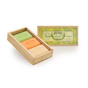 Mistral 3 Soap Citrus Wood Box, 3   soaps Lemon Lime, Grapefruit Red 