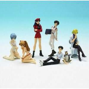   Evangelion Gashapon 6 Figure Set W/ Rei Ayanami Asuka Misato Toys