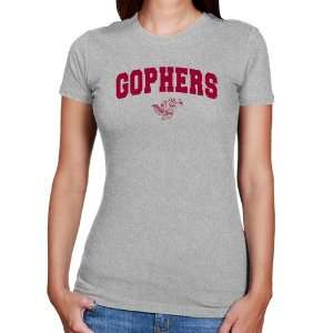   Minnesota Golden Gophers Ladies Ash Logo Arch Slim Fit T Shirt Sports