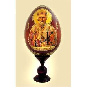  St. Nicholas Decoupage Icon Egg, Orthodox Authentic 