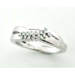 Genuine Mined Full Cut Diamond Ring Solid White Gold 10 Karat Size 6.5 