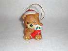 Teddy with Stocking Bisque Porcelain Bell /Christmas 