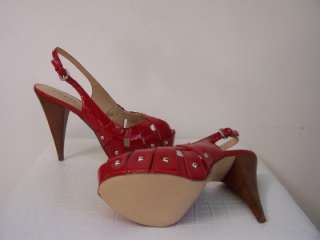 NIB NEW GUESS Medium Red MEAGAN Peep Toe w/ STUDS Pumps Sandals Shoes 