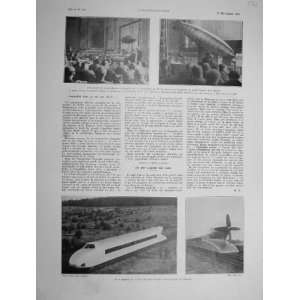    1930 French Print R 101 Zeppelin In Air And On Rail