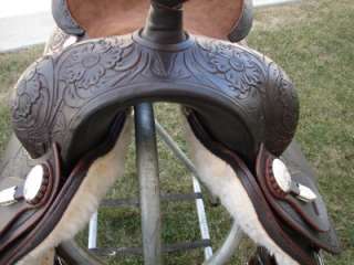 17 BROWN OIL WESTERN horse SHOW SADDLE TRAIL TOOLED NU  