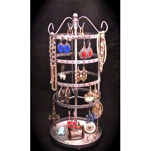  Jewelry Organizer SPINS PEWTER SILVER Antique Metal Earring Holder 