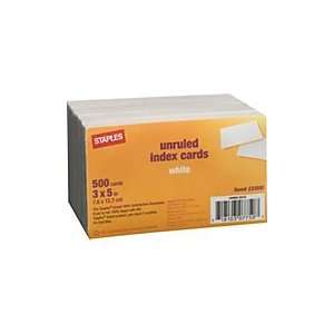   Index Cards, Unruled, White, 3H x 5W, 500/Pk 