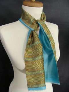 vintage Egyptian Insp Blue Yellow Striped Neck Scarf ~~  