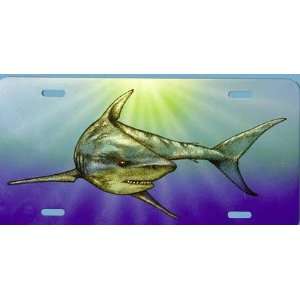  Air Brushed Megalodon Great White Shark License Plate 