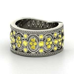 Renaissance Band, Sterling Silver Ring with Yellow Sapphire