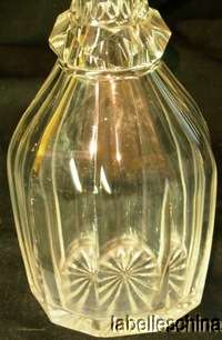 Clear Intricately Cut Heavy Glass Vintage Decanter  