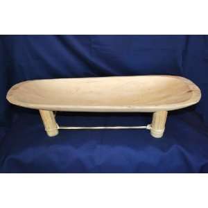  Indian Carved Wooden Dough Bowl & Stand