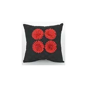  Mckenzie Pillow Black W/red Flowers By Glenna Jean Baby