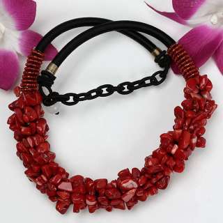 Coral Knitted Freeform Chip Bead Necklace Strand 1P , irregular shape 