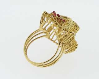 Ruby Sapphire Diamond 18k Gold Italy Designer Ring  