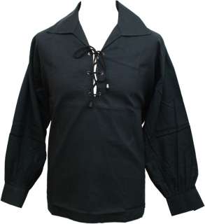 New Black Jacobite/Ghillie Kilt Shirt   S M L XL 2XL  