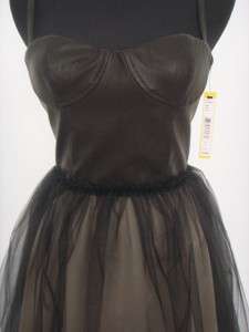 Alice + Olivia Tamira Leather Bustier Tulle Skirt Dress  