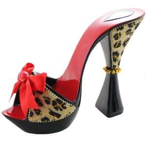  Vintage Leopard Print Heel Cell Phone and Card Holder Red 