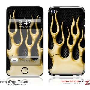  iPod Touch 4G Skin   Metal Flames Yellow by WraptorSkinz 