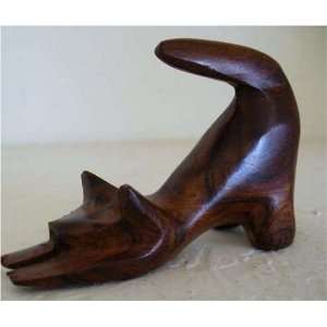  Ironwood Carving of a Cat Stretching