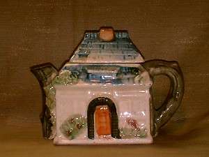 Vintage Japan Cottage House Teapot With Tree Trunk Spout and Handle 