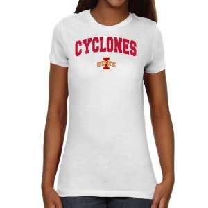 ISU Cyclones Tshirt  Iowa State Cyclones Ladies White Logo Arch Slim 