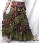 Peasant Floral Cotton Wrap Tier Long Skirt One Sz M L XL Gypsy Boho 