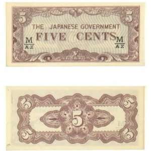  Malaya ND (1942) 5 Cents Japanese Invasion Money, Pick M2b 