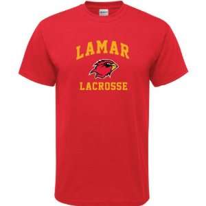 Lamar Cardinals Red Lacrosse Arch T Shirt  Sports 