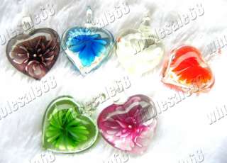 Wholesale lot 18ps 3D Flower Heart Murano glass Pendant  