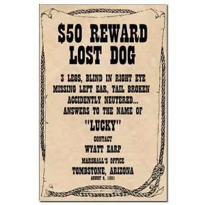  Lucky Lost Dog Reward Poster Print Dog Mini Poster Print 