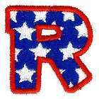 Patriotic Letter R Stars Embroidered Iron On Patch