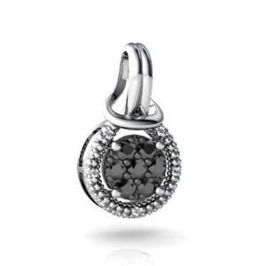  14K White Gold Black Diamond Love Knot Pendant Jewelry