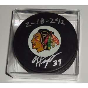 JIMMY HAYES signed *CHICAGO BLACKHAWKS* puck W/COA D   Autographed NHL 