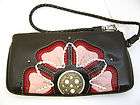 BRIGHTON BROWN PATENT LEATHER SPOT OF ROSE WRISTLET NWT