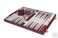 New Backgammon Set w. 15 Burgundy Leather Attache Case  