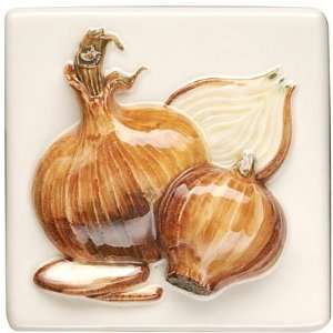 Original Style Legumes De Saison on Clematis 4 x 4 Onions Ceramic Tile