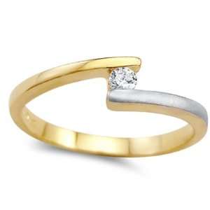 Solitaire Cubic Zirconia Wedding Band 14k Yellow Gold Anniversary Ring 